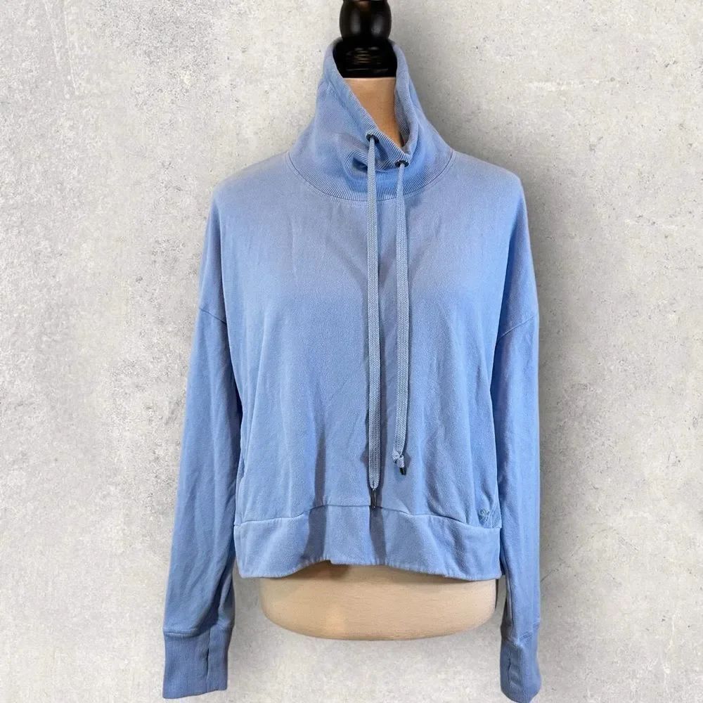 Sweaty Betty Blue Cowl Neck Sweatshirt Hoodie with Pockets Size 8-10